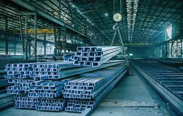 Steel channels stocked in a warehouse — ready stock for customers in Guwahati
