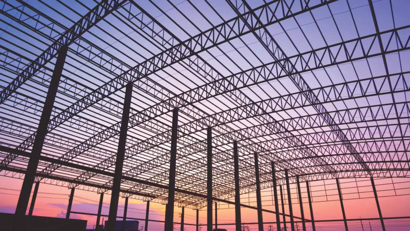 Structural steel frame of an industrial building — steel supplied by Rishav Iron & Steel, Guwahati
